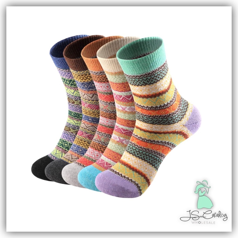 ⚡️🆕⚡️ 5PACK Assorted Winter Wool Thick Patterned Crew Socks